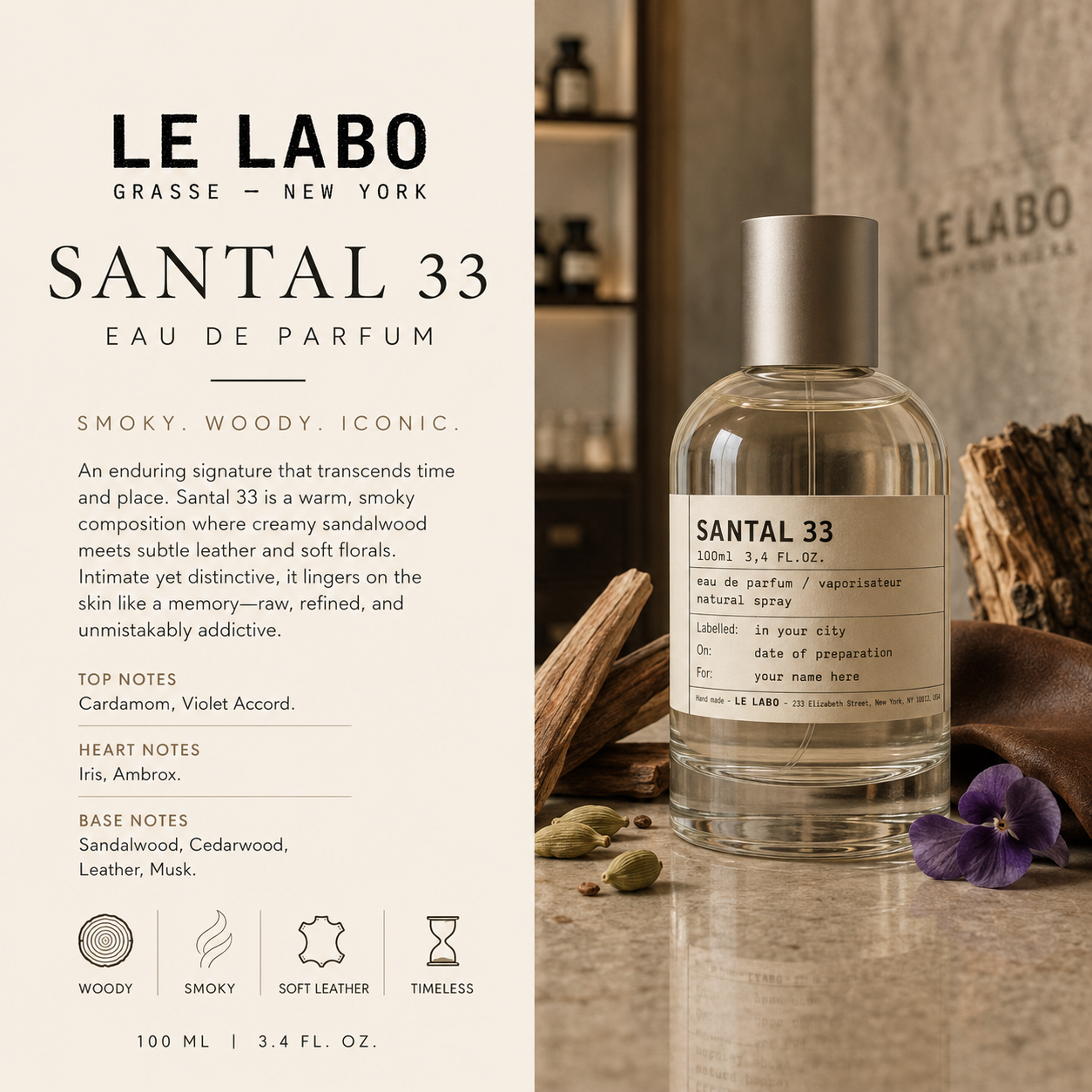 Le Labo Santal 33 Eau de Parfum 100ml – Smell.Luxe Le Labo Santal 33 Eau de Parfum 100ml – Smell.Luxe